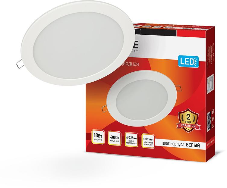 Панель светодиодная встраиваемая круглая RLP 18Вт 230В 4000К 1080Лм 225мм белая IP40 IN HOME фото 1