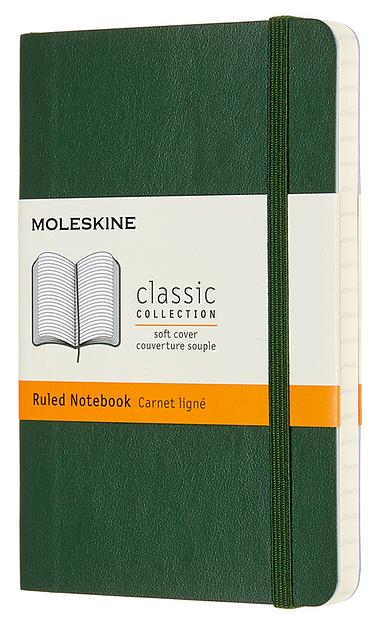 Блокнот Moleskine CLASSIC SOFT QP611K15 Pocket 90x140мм 192стр. линейка мягкая обложка зеленый фото 1