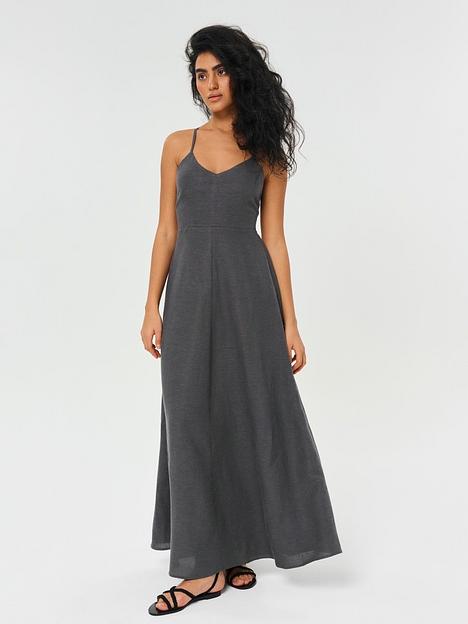 Сарафан из льняной ткани, серый, опт фото 1