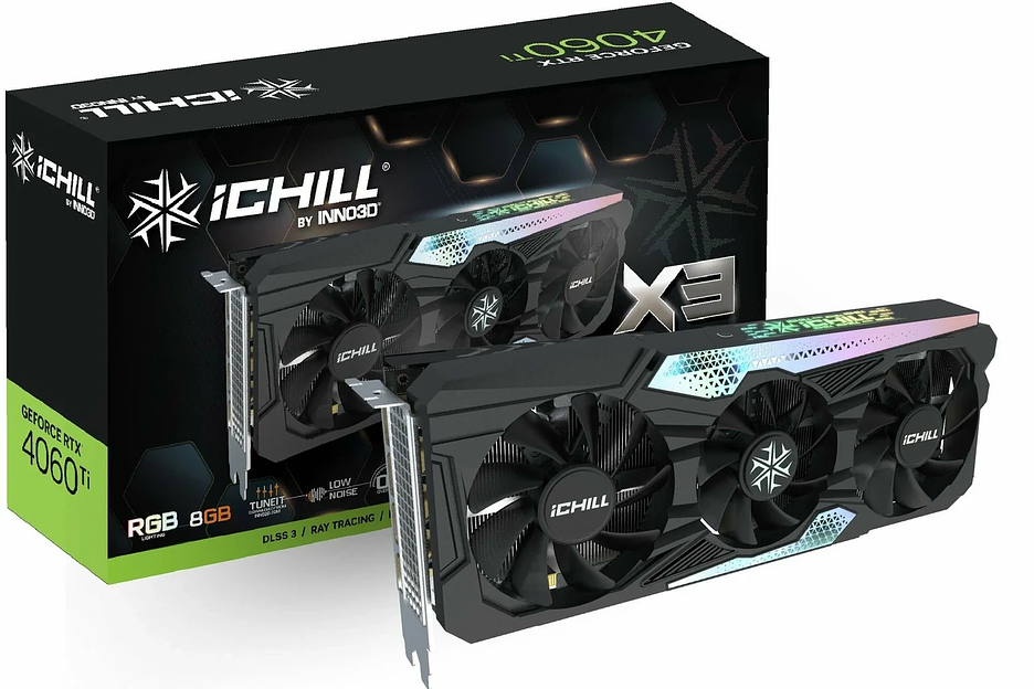 Видеокарта INNO3D GeForce RTX 4060 Ti 8GB GDDR6 ICHILL X3 C406T3-08D6X-17113389 фото 1