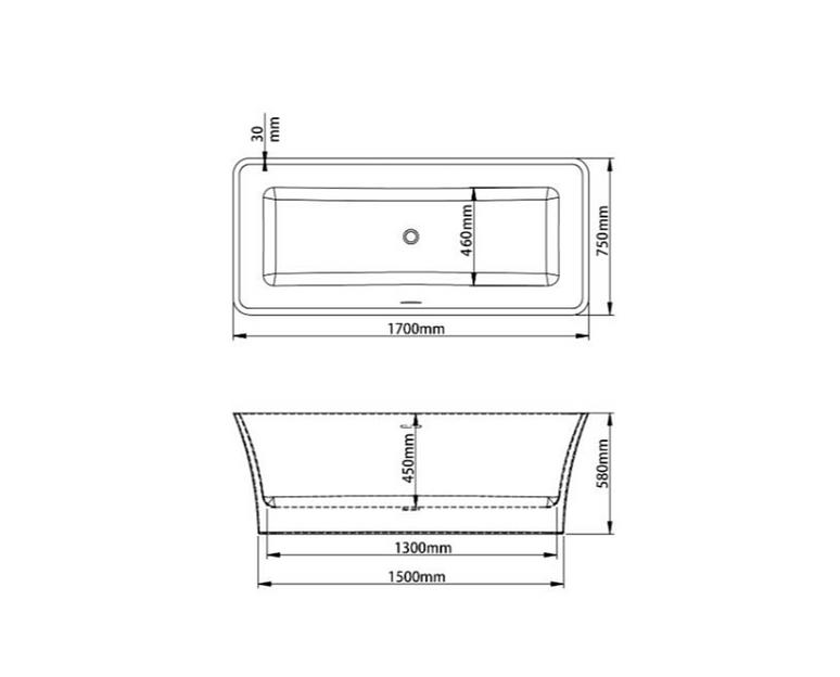 Отдельно стоящая ванна N-5048 1700×750×580 мм ОПТ фото 2