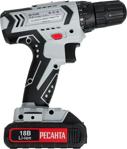 Дрель-шуруповерт Ресанта ДА-18-2ЛК аккум. патрон:быстрозажимной (кейс в комплекте) фото 2
