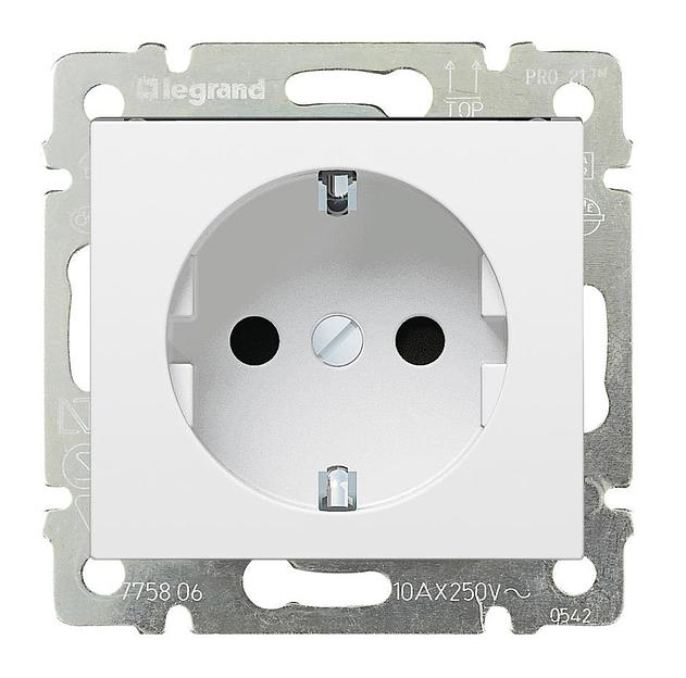 Розетка силовая Legrand Valena (774420) скрыт. зазем. белый фото 1