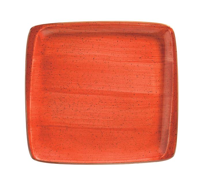 Тарелка квадр. 150*140 мм. без полей Терракота, форма Мув /1/12/ фото 1