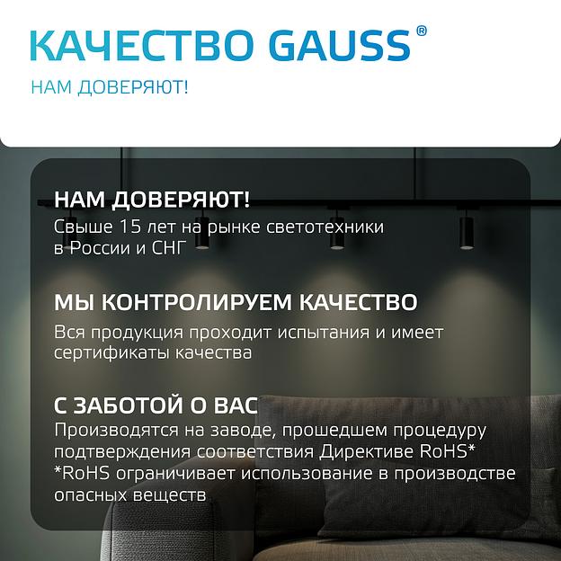 Светильник светодиодный трековый однофазный LED ДПО 24 Вт 1830 Лм 4000К IP20 d65х206 мм Track Gauss Gauss TR086 фото 8