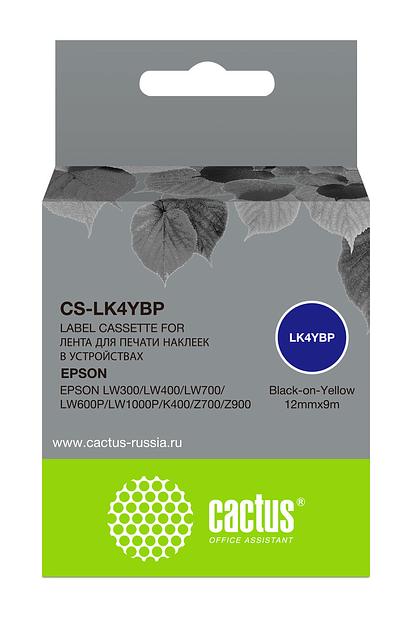 Картридж ленточный Cactus CS-LK4YBP черный для Epson LW300/LW400/LW700/LW600P/LW1000P фото 1