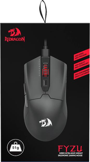 Игровая мышь REDRAGON FYZU чёрная (USB, Pixart P3395, Huano, 6 кн., 26000 Dpi, RGB подсветка) фото 10