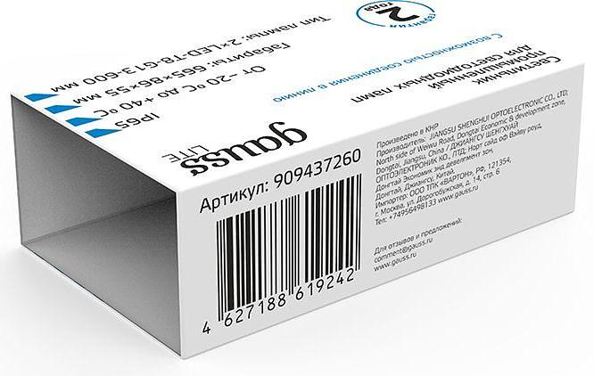 Светильник Gauss Lite СПП-Т8-G13 серый прямоугольный (909437260) фото 4