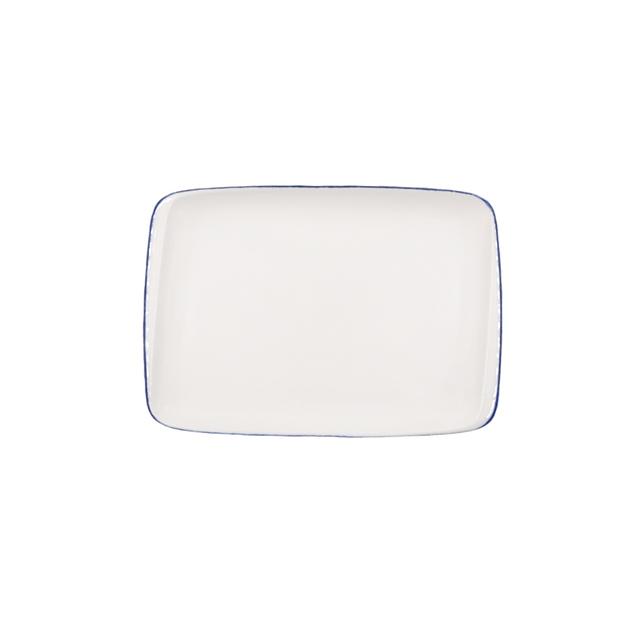 Блюдо прямоуг. 230*160 мм. Ретро синий край, форма Мув /1/12/ фото 1