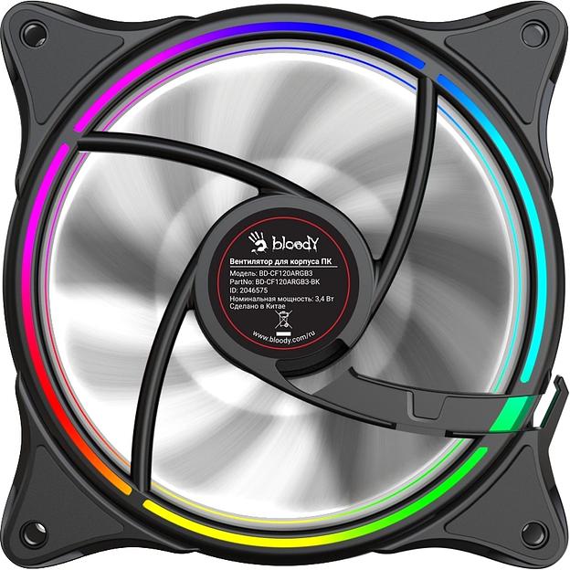 Вентилятор для корпуса Bloody BD-CF120ARGB3 ARGB 120х120x25 черный 4-pin 27дБ (BD-CF120ARGB3-BK) Ret фото 6