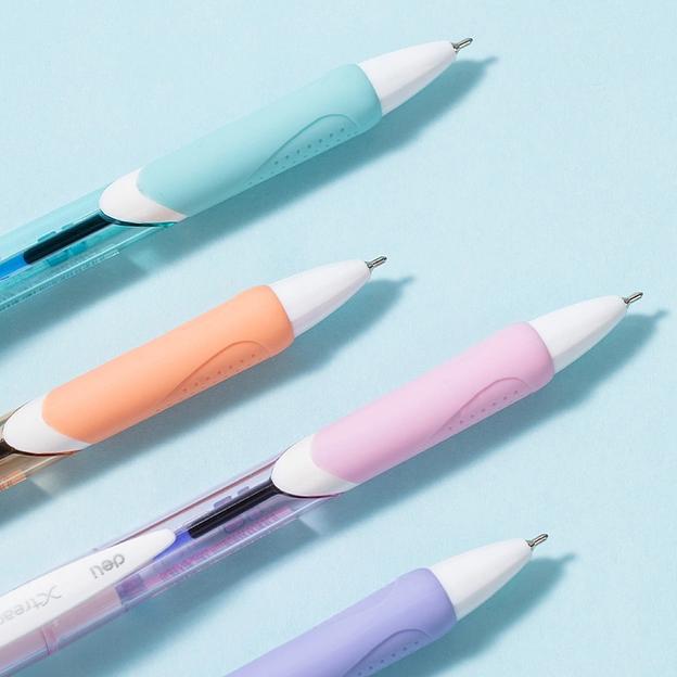 Ручка шариков. автоматическая Deli (EQ46) ассорти d=0.7мм син. черн. кор.карт. игловидный пиш. наконечник резин. манжета фото 2