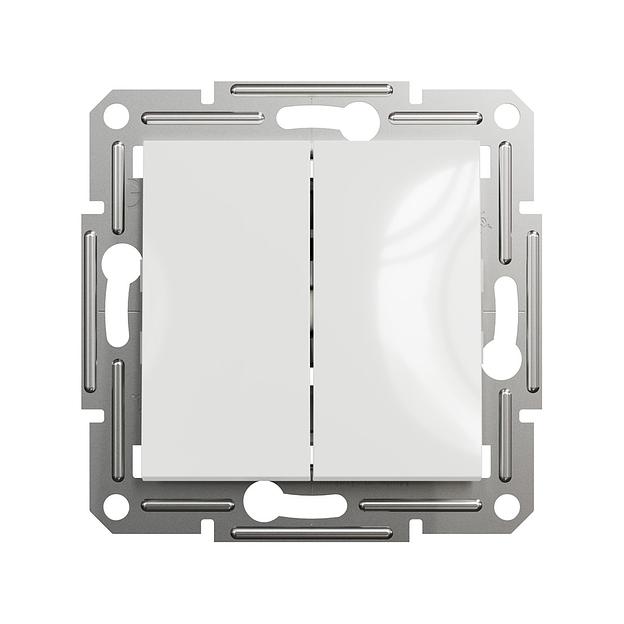 Выключатель двухклавишный SE EPH0370121 Asfora механизм быстрозажим. клеммы белый фото 2