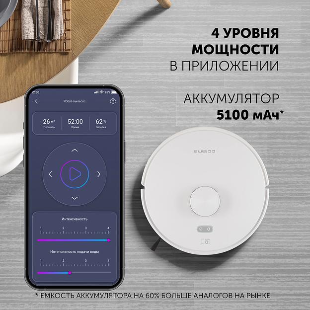 Пылесос-робот Polaris IQ Home PVCR G2 6001 30Вт белый фото 5