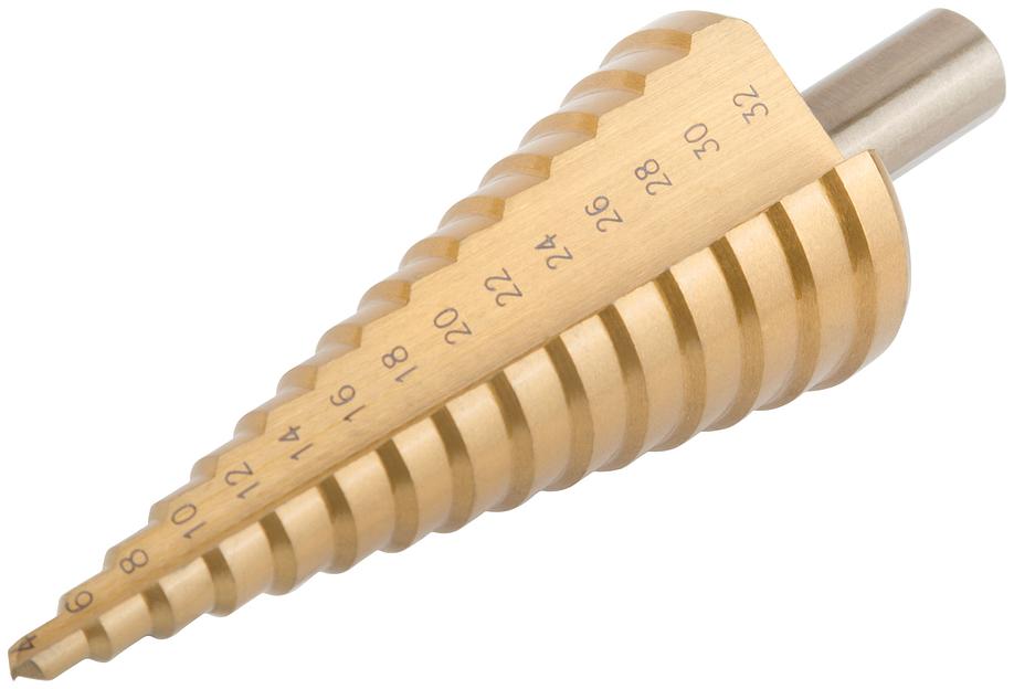 Сверло ступенчатое HSS по металлу, 15 ступеней, 4-32 мм фото 2
