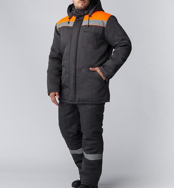 Костюм зимний Партнер NEW (Смесовая, 210) п/к, темно-серый/оранжевый,48-50,170-176 фото 2