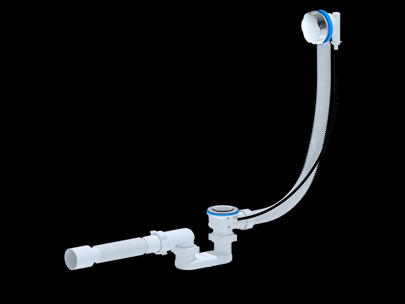 Сифон для ванны АНИ полуавтомат плоский 520 мм фото 1