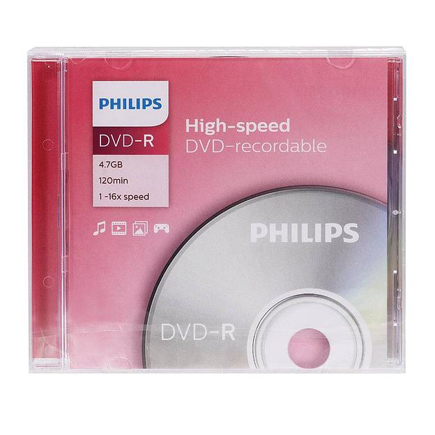 Диск DVD-R Philips 4.7 Gb, 16x, Slim Case (1) фото 1