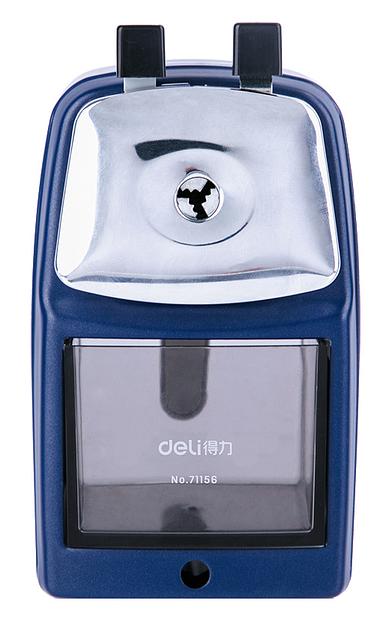 Точилка для карандашей механическая Deli 71156BLUE 1 отверстие металл синий фото 3