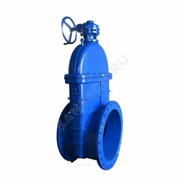 Задвижка чугунная 30ч39р  МЗВ обрезиненный клин Ду 800 Ру16 фланцевая с редуктором фото 2