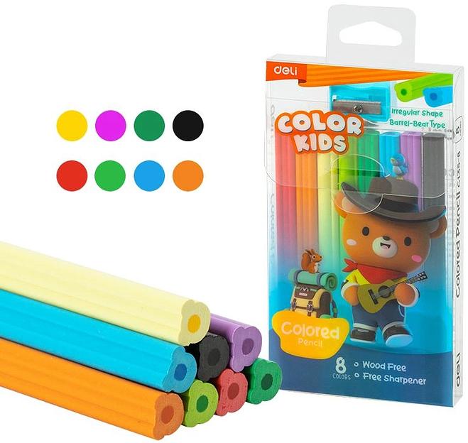 Карандаши цв. Deli EC135-8 Color Kids пластик 8цв. (8шт) фото 1