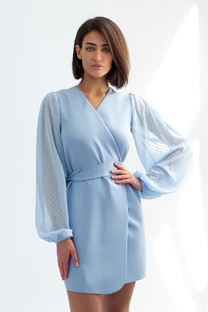 Платье «Грейс мини» цвет небесно-голубой ОПТ фото 1