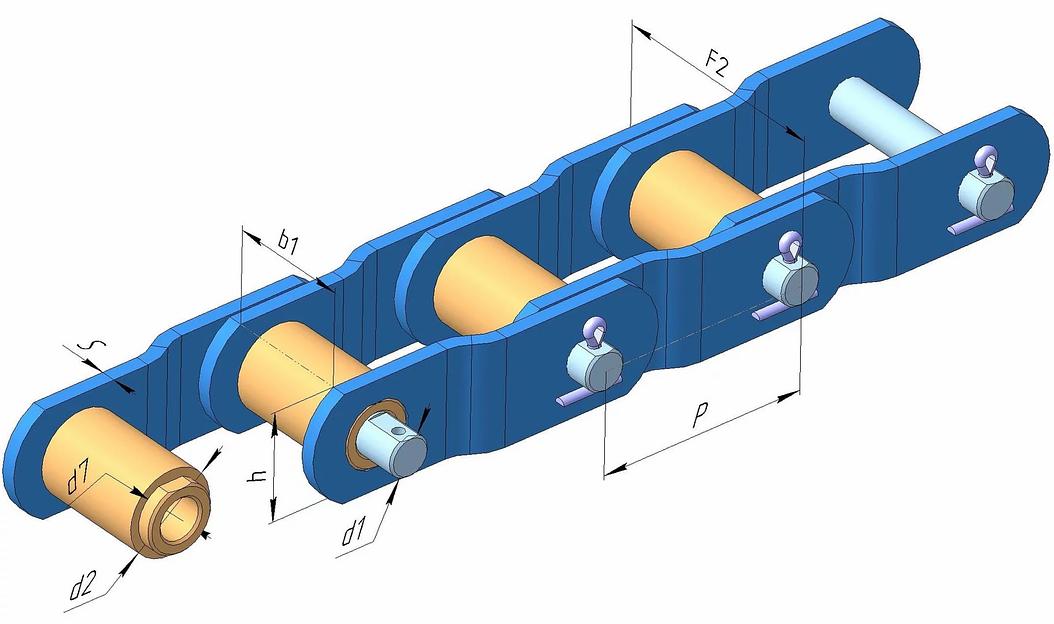 Цепь тяговая пластинчатая ST 100 B по стандарту DIN 654 фото 1