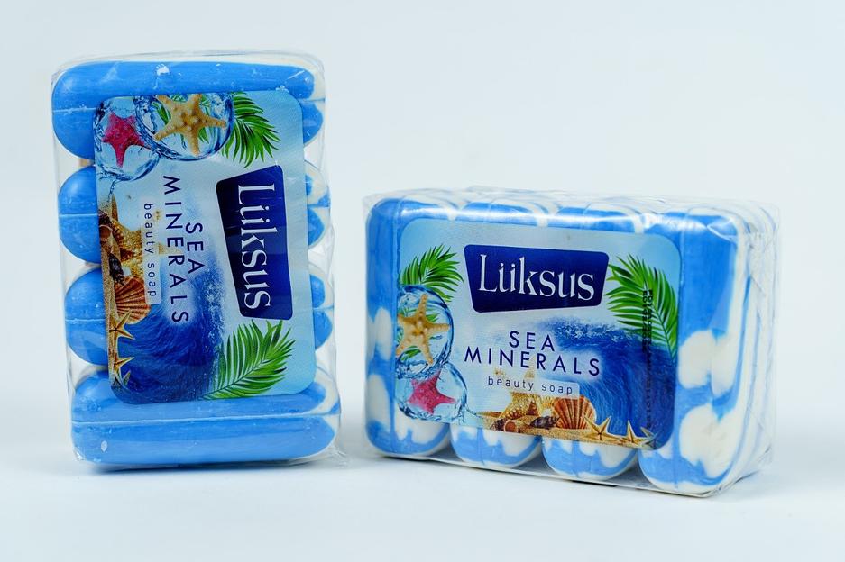 Мыло твёрдое Luksus «Морские минералы» в экоупаковке 4×90 г, опт фото 2