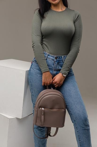 Рюкзак женский кожаный серо-бежевый опт фото 1