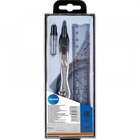 Набор чертежный: циркуль, линейка15 см, траспортир, 2 треугольника, стержни, в пласт. упак, Centrum фото 1