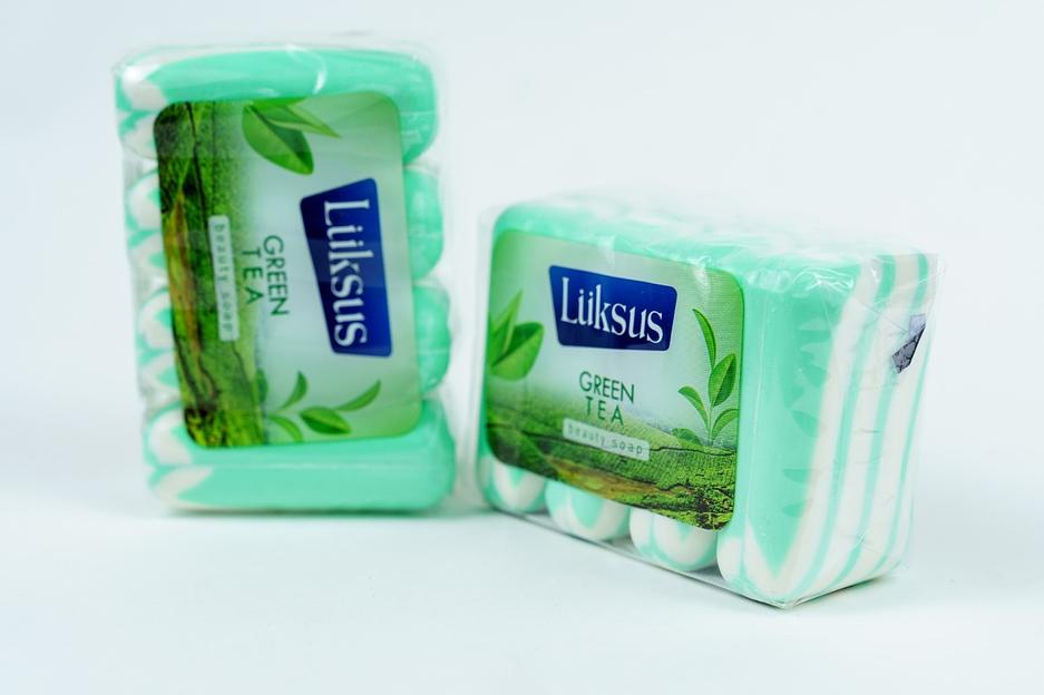 Мыло твёрдое Luksus «Зелёный чай» в экоупаковке 4×90 г, опт фото 2