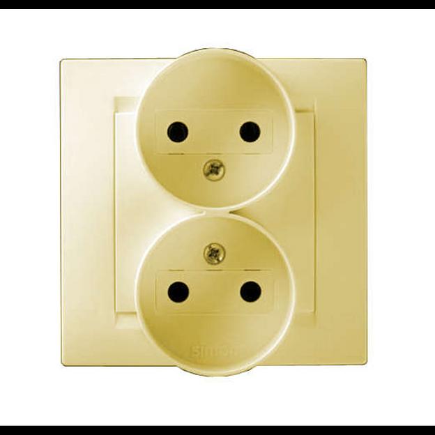 Розетка 2-м СП Simon15 16А IP20 250В без заземл. винт. клеммы сл. кость Simon 1590457-031 фото 1