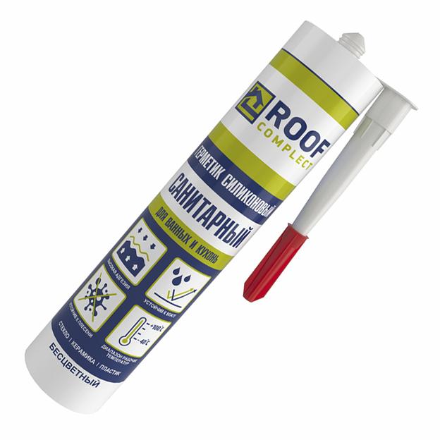 Герметик силиконовый санитарный Roof Complect беcцветный (260мл) фото 1