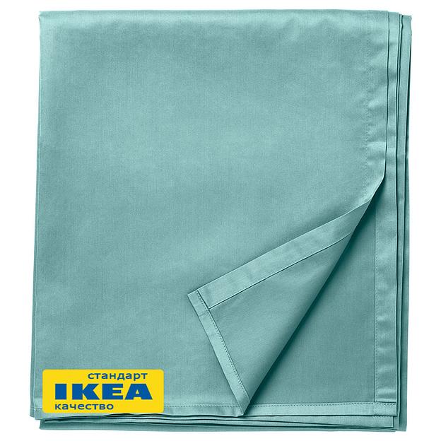 Простыня прямая НАТЕСМИО (ИКЕА НАТТЭСМИН) 240x260, серо-бирюзовый, сатин, лиоцелл KL-50102014 фото 1