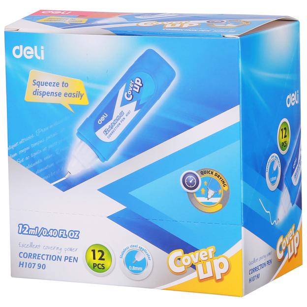 Ручка корректор Deli EH10790 голубой корпус белый 12мл дисплей картонный фото 5