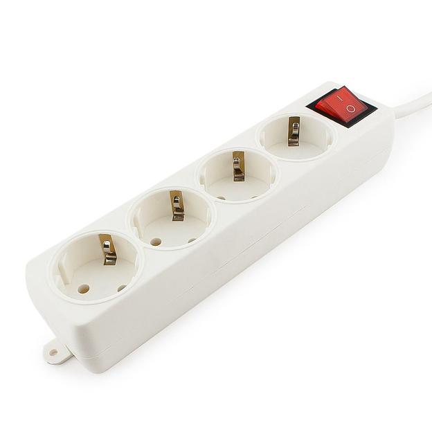 Гарнизон Сетевой фильтр ELB-G4-W-3, 4 евророзетки с выключателем и заземлением, допустимый ток 16А, длина 3м. фото 1