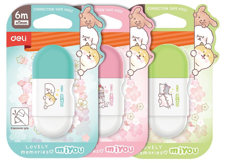 Лента коррект. Deli EH352 6мх5мм ассорти корпус белый блистер фото 1