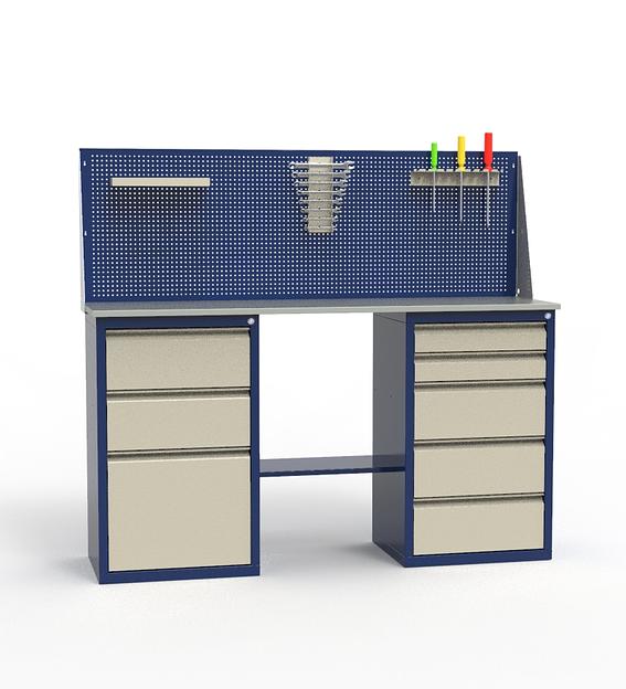 Верстак для гаража двухтумбовый с оцинкованной столешницей ЛВ-2Т.03.05_сб7 фото 1