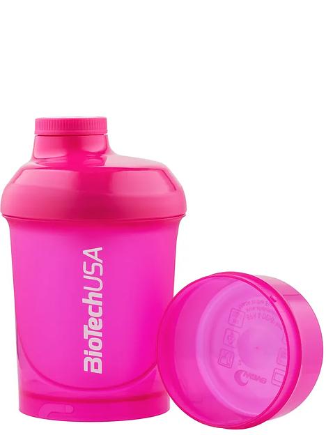 Шейкер с дополнительными отсеками Biotech USA шейкер WAVE + Nano 300 мл розовый ОПТ фото 3