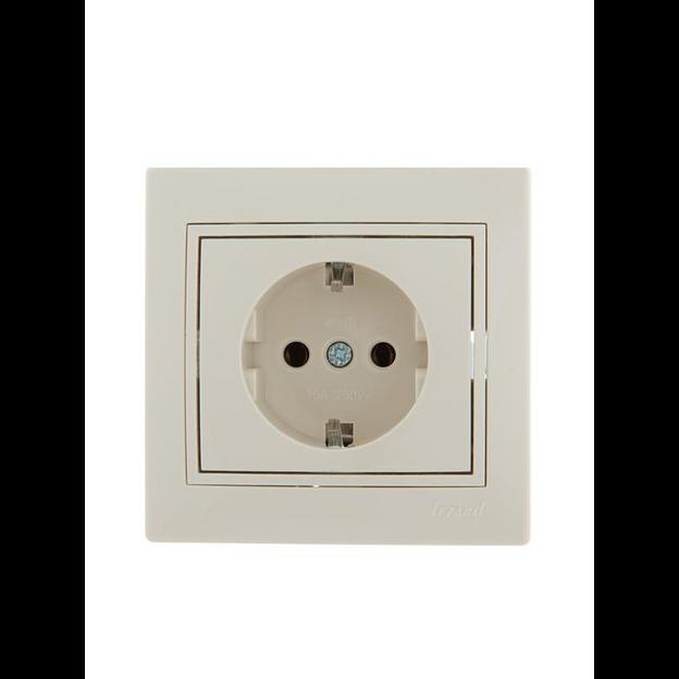 Розетка 1-м СП Mira 16А IP20 с заземл. со вставкой керамика крем. LEZARD 701-0303-122 фото 1