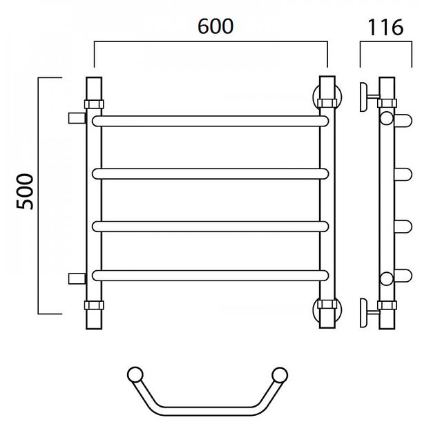 Полотенцесушитель водяной Роснерж Трапеция L108001 50x60 с боковым подключением 320 фото 2