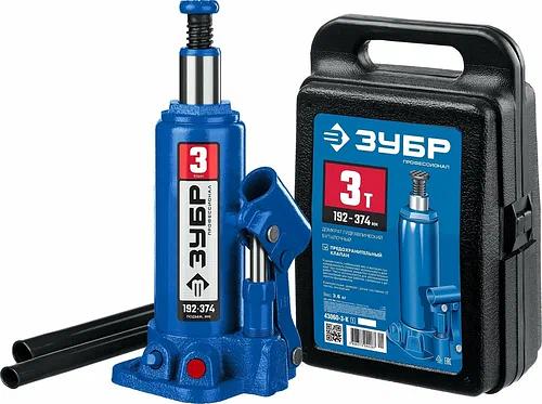 Домкрат Зубр «43060-3-К_z01» гидравлический бутылочный в кейсе ОПТ фото 1