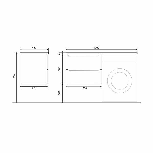 Тумба под стиральную машину Uperwood Tanos 60 см, подвесная, белый/графит фото 7