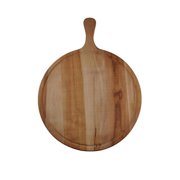 Доска для подачи круг. d=400*20 мм. с желобком и ручкой, бук /1/ фото 1