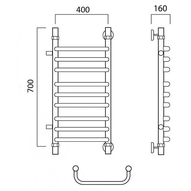 Полотенцесушитель водяной Роснерж Скоба L102011 70x40 с боковым подключением 600 групповой фото 2