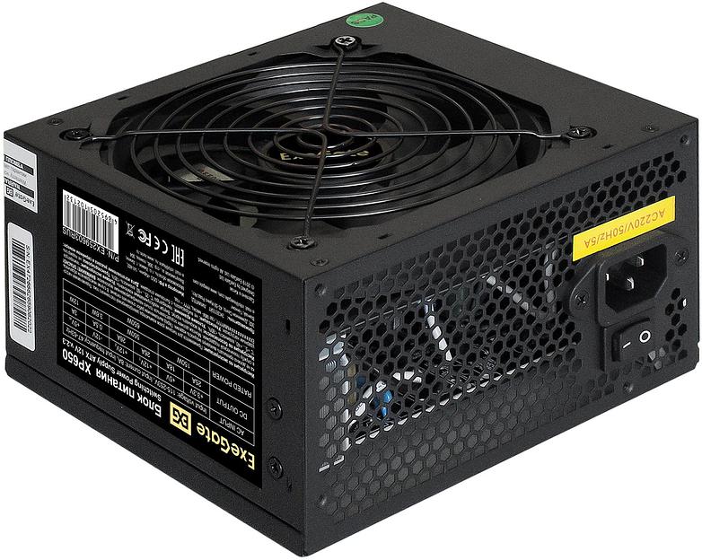 Блок питания Exegate EX259603RUS-S XP650, ATX, SC, black, 12cm fan, 24p+4p, 6/8p PCI-E, 3*SATA, 2*IDE, FDD + кабель 220V с защитой от выдергивания фото 1