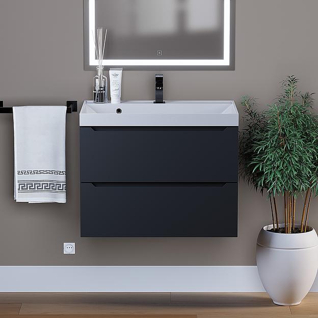 Тумба под раковину для ванной Uperwood Tanos 70 см, подвесная, черная матовая фото 1
