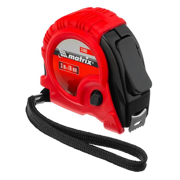 Рулетка Rubber, 3 м х 16 мм, обрезиненный корпус фото 1