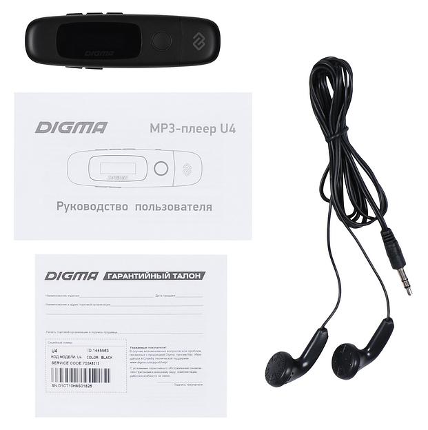 Плеер Flash Digma U4 8Gb черный/0.91"/FM/microSDHC фото 7