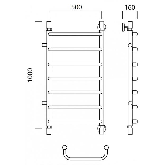 Полотенцесушитель водяной Роснерж Скоба L102001 100x50 с боковым подключением 600 фото 2