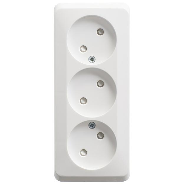 Systeme electric PA16-010B ЭТЮД O/У тройная РОЗЕТКА без заземления со штороками 16А 250B, БЕЛЫЙ, Россия фото 3